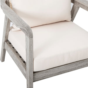 (Set of 2) Outdoor Acacia Wood Patio Club Chairs with Cushions