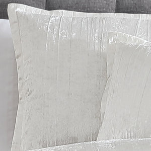 Turin 7 Piece White Crinkle Velvet Queen Comforter Ensemble