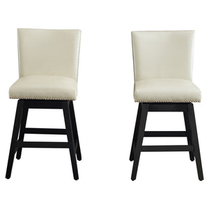 Upholstered Swivel Bar Stools High Back (Set of 2) - Cream White