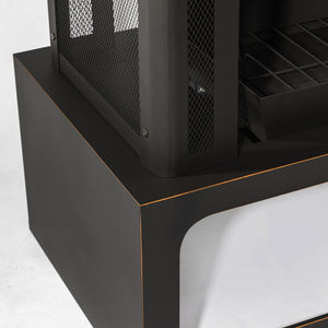 Fireplace, 50000 Btu Fire Pit, Wood Burning Chimney For Outside - Black