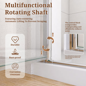 34" W x 72" H Semi-Frameless Circular Pivot Shower Door