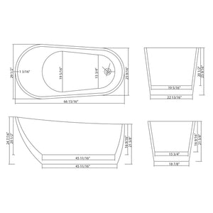 Contemporary Glossy Freestanding Bathtub With Overflow And Drain