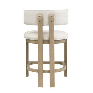 26" Counter Height Bar Stool, Upholstered Counter Stools (Set of 2) - Light Ash + Beige