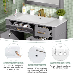 36" Gray Modern Bathroom Vanity with Ceramic Sink