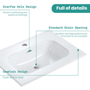 Glossy White Ceramic Integrated Sink