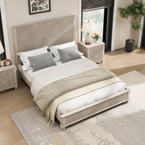 Solid Wood Queen Platform Bed Frame with Tall Headboard