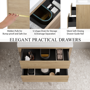 30" Wall-Mounted Bathroom Vanity with Sink, Floating Storage Cabinet