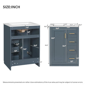 Modern Bathroom Vanity With 1 Door and 3 Drawers