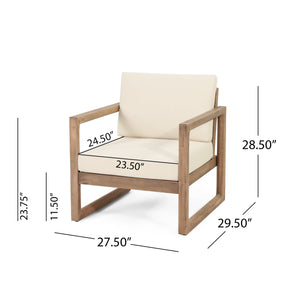 Set of 2 Outdoor Acacia Wood Patio Club Chair