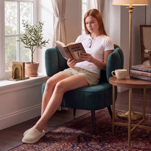 Decorative Chenille Armchair with Spring Seat Cushion