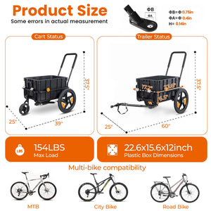 2-in-1 Bike Cargo Trailer Pushcart