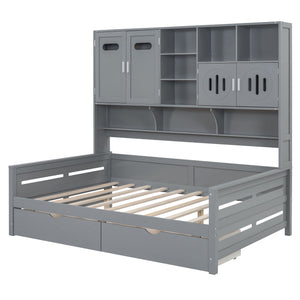 Daybed With All-In-One Cabinet And Shelf