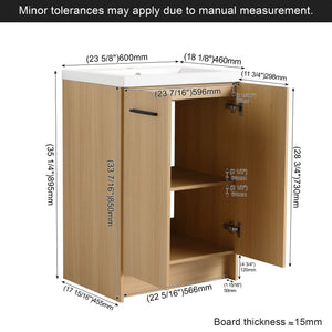 Floating Bathroom Vanity With Sink, Wall Mounted Double Door Storage