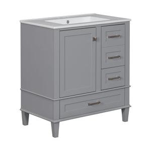 Bathroom Vanity, Modern Bathroom Cabinet With Sink Combo Set, Bathroom Storage Cabinet With A Soft Closing Door And 3 Drawers, Solid Wood Frame