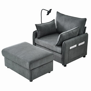 Comfy Oversized Chaise Lounge Chair With Ottoman And Storage