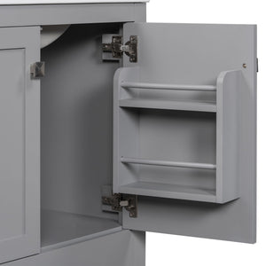 Bathroom Vanity With Single Sink, Combo Cabinet Undermount Sink, Bathroom Storage Cabinet With Two Doors And A Drawer, Soft Closing, Multifunctional Storage, Solid Wood Frame