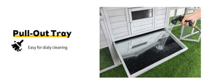 141" Gray Large Wooden Chicken Coop with Nesting Box