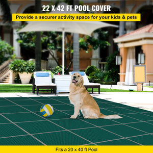 Inground Pool Safety Cover, 22 ft x 42 ft Rectangular Winter Pool Cover with Right Step