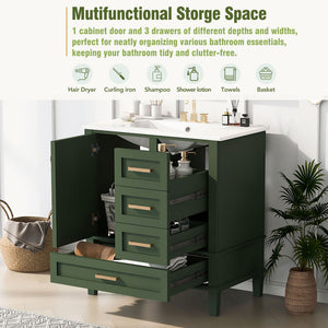 Bathroom Vanity, Modern Bathroom Cabinet With Sink Combo Set, Bathroom Storage Cabinet With A Soft Closing Door And 3 Drawers, Solid Wood Frame