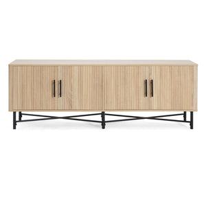4 Door TV Cabinet with Adjustable Shelves and Storage Spaces