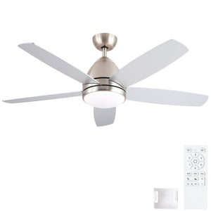 52 in. Indoor Brushed Nickel Ceiling Fan with Integrated LED Light Kit and Remote