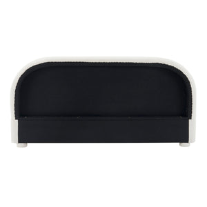 Cream Style Fabric Upholstered Bed, Simple Modern Bedroom Double Bed, Queen