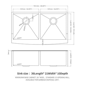 Double Bowl Farmhouse Sink / Stainless Steel Apron Front
