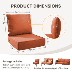 6" Thicker Outdoor Chair Cushion Set - Waterproof