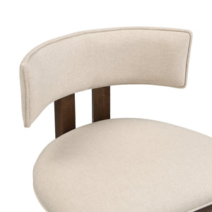 26" Counter Height Bar Stool, Upholstered Counter Stools (Set of 2) - Walnut & Beige
