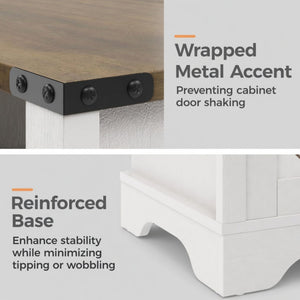 Farmhouse Nightstand With Charging Station & Storage