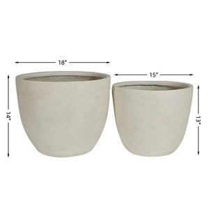 Round Concrete Planter Set of 2, Large Outdoor Indoor Handmade Rustic Decorative Planter Pots with Drainage Holes