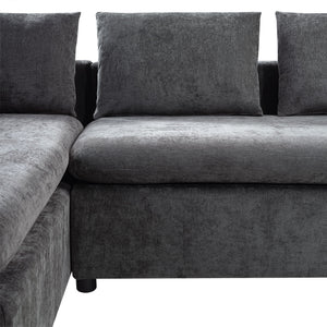 Modern L Shaped Sectional Sofa With Upholstery And Wooden Storage
