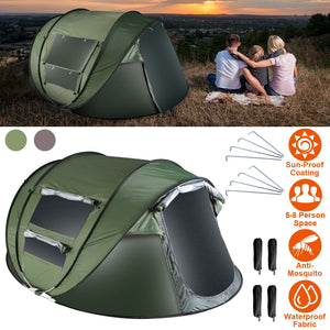 3-4 Person Pop Up Tent Automatic Setup Camping Tent Waterproof Instant Setup Tent with 2 Mosquito Net Windows Carrying Bag for Hiking Climbing Adventu