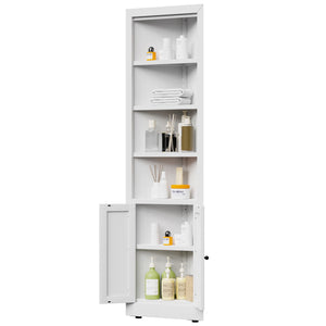Tall Corner Storage Cabinet With 2 Doors, 5-Tier With Adjustable Shelves, Freestanding - White