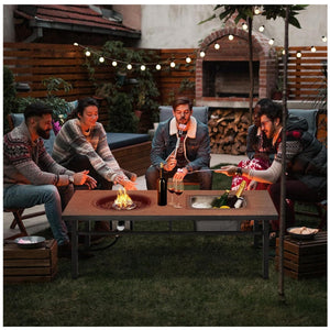 3 In 1 Outdoor Propane Fire Pit Table 50, 000 BTU With Ice Bucket - Beige