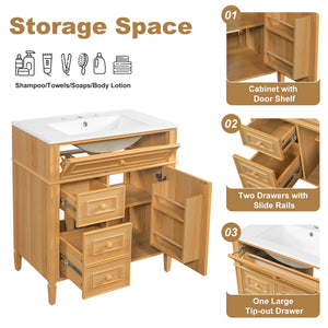 30" Bathroom Vanity with Sink and Wood Vanity Cabinet