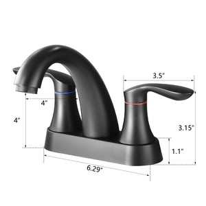 Two Handle 4 Inch Centerset Bathroom Sink Faucet with Pop-Up Drain, Matte