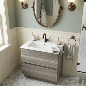 24"W x 18.5"D Drop-In Bathroom Ceramic Vessel Sink with Single Hole