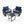 Outdoor Rocking Bistro Set Of 3, Oversized Rocking Chairs With Cushions And Side Table - Black / Blue