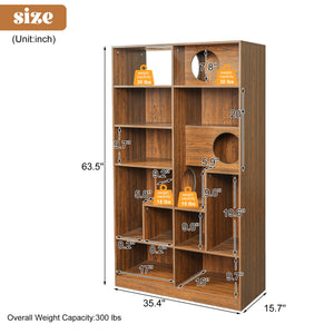 Modern 2 in 1 Wood Bookshelf Cat House
