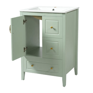 Retro Bathroom Vanity With Sink, Soft Closing Cabinet & Drawers