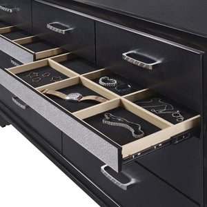 Annie - 7 Drawer Dresser With Mirror - Black