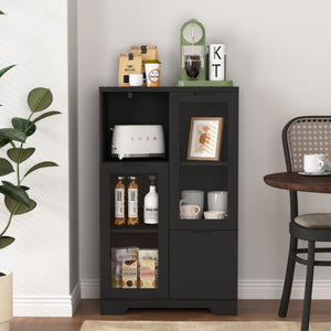 Modern Cabinet With Glass Doors And Drawer
