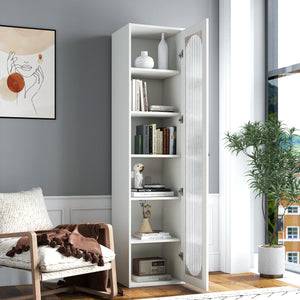 Tall Display Cabinet & Bookshelf with Glass Door