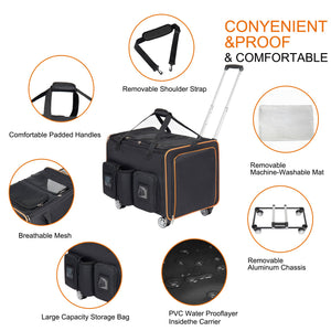 2 in 1 Large Cat Carrier for 2 Cats with Rolling Wheels and Expandable Design