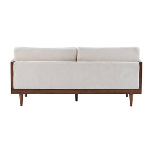 EMIR 72" Square Arm 3-Seater Boucle Sofa with Cane Rattan and Wooden Frame