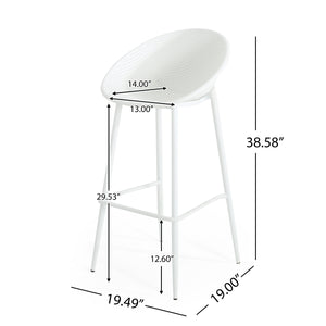 Modern Gable Outdoor Barstool Set of 2 in White