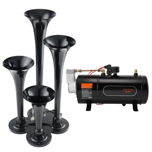Train Horns Kit, 4 Trumpet Air Horn Kit, 150dB for Pickup Trucks