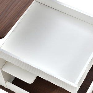 Adjustable End Table With Wheels, 360°Rotating Top And Storage Space
