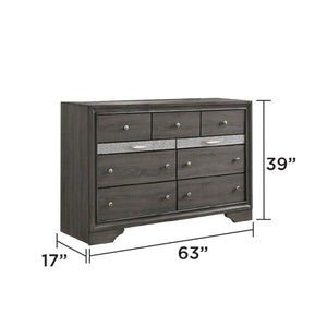 Traditional Queen 5 Piece Storage Bedroom Set in Gray Wood